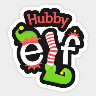 Hubby Elf Matching Family Christmas Tee Sticker